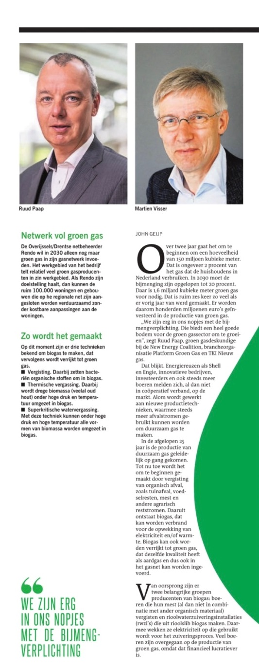 Artikel: netwerk vol groen gas